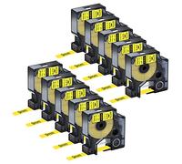 Nineleaf 10 Pack 18054 Rhino Heat Shrink Tubes 3/8 Black on Yellow Compatible for Dymo Rhino 5200 4200 6000 5000 3M PL200 Industrial RhinoPro Label Maker, 9mm x 4.9 Feet