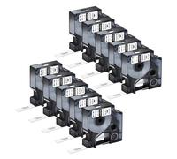 NineLeaf 10 Pack Compatible with Dymo D1 Label Tape 45010 S0720500 A45010 Black on Clear 12mm x 7m for Dymo Label Maker Refills for Dymo LabelManager 160 280 210D 400 360D Label Maker