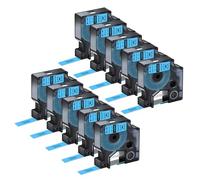 NineLeaf 10 Pack Compatible with Dymo D1 Label Tape 45016 S0720560 A45016 Black on Blue 12mm x 7m for Dymo Label Maker Refills for Dymo LabelManager 160 280 210D 400 360D Label Maker
