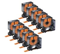 NineLeaf 10 Pack Compatible with DYMO Rhino 18434 Industrial Permanent Vinyl Labels Black on Orange 9mm x 5.5m Self-Adhesive Label Tape for DYMO Rhino 1000 3000 4200 5000 5200 6000 Label Maker