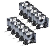 NineLeaf 10 Pack Compatible with DYMO Rhino 18443 Industrial Permanent Vinyl Labels Black on White 9mm x 5.5m Self-Adhesive Label Tape for DYMO Rhino 1000 3000 4200 5000 5200 6000 Label Maker