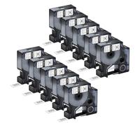 NineLeaf 10 Pack Compatible with DYMO Rhino 18482 Industrial Permanent Polyester Labels Black on White 9mm x 5.5m Self-Adhesive Label Tape for DYMO Rhino 1000 3000 4200 5000 5200 6000 Label Maker