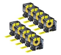 NineLeaf 10 Pack Compatible with DYMO Rhino 18491 Industrial Flexible Nylon Labels Black on Yellow 19mm x 3.5m Self-Adhesive Label Tape for DYMO Rhino 4200 5000 5200 6000 3M-PL300 3M-PL200 Label Maker