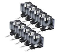 NineLeaf 10 Pack Replacement for Dymo 18483 A18483 12mm x 5.5m 0.47'' 1/2 inch Black on White Polyester Permanent Industrial Label Tape for Rhino 1000 4200 5200 ILP 219 3M PL100 PL150 Label Maker