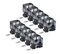 NineLeaf 10 Pack Replacement for Dymo 18484 A18484 19mm x 5.5m 0.7'' 3/4 inch Black on White Polyester Permanent Industrial Label Tape for Rhino 4200 6000 ILP 219 3M PL300 Tyco T107M Label Maker
