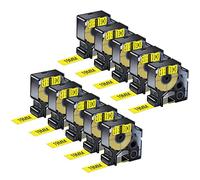NineLeaf 10 Pack Replacement for Dymo D1 45808 S0720880 A45808 19mm x 7m 0.7'' 3/4 inch Black on Yellow Label Tape for LabelManager 100 150 160 400 420P 200 Label Writer 450 Duo 400 Label Maker