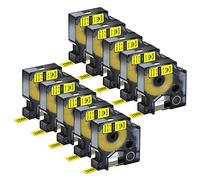 NineLeaf 10 Pack Replacement for Dymo IND 18432 A18432 12mm x 5.5m 0.47'' 1/2 inch Black on Yellow Vinyl Permanent Industrial Label Tape for Rhino 3000 4200 6000 ILP 219 3M PL100 PL150 Label Maker