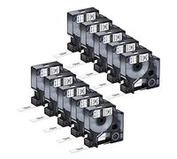 NineLeaf 10 PK Labeling Tape Black Print on White Tape Replacement Compatible for Dymo 45013 45113 45013S D1 Label Cassette 1/2'' x 23' Label Writer 400 450 White