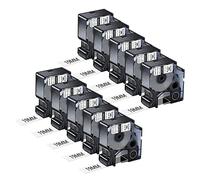 NineLeaf 10 x Compatible for Dymo 18489 Tape Black on White 3/4'' 19mm x 3.5m Flexible Nylon Industrial Label Tape for Rhino 4200 5200 5000 6000 ILP 219 3M PL150 PL200 PL300 Tyco T107M Label Maker