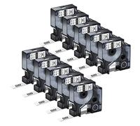 NineLeaf 10 x Compatible for Dymo D1 43613 S0720780 A43613 Tape Black on White 1/4'' 6mm x 7m Label Tape for LabelManager 350 350D 360D 400 420P 450 450D 500TS PnP Wireless PnP 3M PL150 Label Maker
