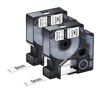 NineLeaf 2 Pack Compatible for DYMO 18053 Industrial Label Tape for Heat Shrink Tube 3/8 Inch 9mm x 1.5m 5 Feet Black on White for Rhino 1000 3000 4200 5000 5200 6000