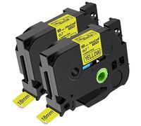 NineLeaf 2 Pack Compatible Label Tape Replacement for Brother P-Touch TZe-641 TZe641 TZ641 18mm 0.7 Laminated Black on Yellow TZe Label Tape Work with PT-1830VP D400 P700 P750W D600VP H500 Label Maker