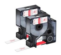 NineLeaf 2 Pack Compatible with Dymo D1 Label Tape 45012 S0720520 A45012 Red on Clear 12mm x 7m for Dymo Label Maker Refills for Dymo LabelManager 160 280 210D 220P 120P Label Maker
