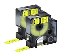 NineLeaf 2 Pack Compatible with Dymo D1 Label Tape 45018 S0720580 A45018 Black on Yellow 12mm x 7m for Dymo Label Maker Refills for Dymo LabelManager 160 280 210D 220P 120P Label Maker