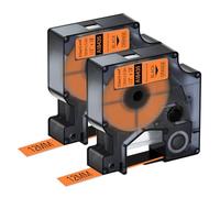 NineLeaf 2 Pack Compatible with DYMO Rhino 18435 Industrial Permanent Vinyl Labels Black on Orange 12mm x 5.5m Self-Adhesive Label Tape for DYMO Rhino 1000 3000 4200 5000 5200 6000 Label Maker