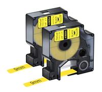 NineLeaf 2 Pack Compatible with DYMO Rhino Industrial Heat Shrink Tube Label 18054 S0718290 Black on Yellow 9mm x 1.5m Self-Adhesive Label Tape for DYMO Rhino 3000 4200 5000 5200 6000 Label Maker