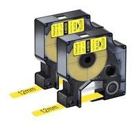 NineLeaf 2 Pack Compatible with DYMO Rhino Industrial Heat Shrink Tube Label 18056 S0718310 Black on Yellow 12mm x 1.5m Self-Adhesive Label Tape for DYMO Rhino 3000 4200 5000 5200 6000 Label Maker