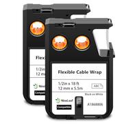 NineLeaf 2 Pack Compatible with DYMO XTL Label Maker Tape 1868806 A1868806 Black on White 12mm x 5.5m Self-Adhesive Flexible Nylon Cable Wrap Labels for DYMO XTL-300 XTL-500 Label Printer