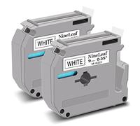 NineLeaf 2 Pack Replacement for Brother P-Touch M-K221s M-K221 MK221 M-221 M221 9mm 0.35'' 3/8 inch 8m Non Laminated Black on White Label Tape Cassette for Ptouch PT-65SB 65SCCP 65SL Label Maker