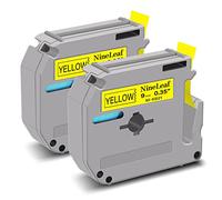 NineLeaf 2 Pack Replacement for Brother P-Touch M-K621s M-K621 MK621 M-621 M621 9mm 0.35'' 3/8 inch 8m Non Laminated Black on Yellow Label Tape Cassette for Ptouch PT-65SB 65SCCP 65SL Label Maker