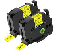 NineLeaf 2 Pack Replacement for Brother P-Touch TZe-S651 TZ-S651 TZeS651 TZS651 AZe 24mm 0.94'' 8m Extra Strength Adhesive Laminated Black on Yellow Label Tape for Ptouch PT-1230PC 1280BT Label Maker