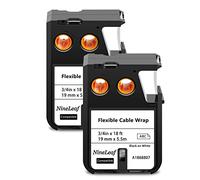 NineLeaf 2 Pack Replacement for Dymo 1868807 A1868807 19mm x 5.5m 0.7'' 3/4 inch Black on White Flexible Cable Wrap Nylon Label Tape for Rhino XTL-300 XTL-500 Label Maker