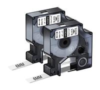 NineLeaf 2 Pack Replacement for Dymo D1 43613 S0720780 A43613 6mm x 7m 0.23'' 1/4 inch Black on White Label Tape for LabelManager 300 350 350D 450D 500TS PC PC II Wireless PnP ColorPop Label Maker