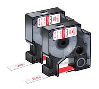 NineLeaf 2 Pack Replacement for Dymo D1 45015 S0720550 A45015 12mm x 7m 0.47'' 1/2 inch Red on White Label Tape for Label Writer 300 350 350D 450D 500TS PC PC II Wireless PnP ColorPop Label Maker
