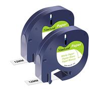 NineLeaf 2 Pack Replacement for Dymo Letratag Refill 91330 91200 91220 59421 S0721510 12mm x 4m 0.47'' 1/2 inch Black on White Label Tape for LT-100H LT-100T LT-110T Plus QX50 XR XM 2000 Label Maker