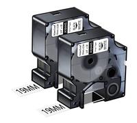 NineLeaf 2 x Compatible for Dymo 18445 IND Black on White 3/4'' 19mm x 5.5m Vinyl Permanent Industrial Label Tape for Rhino 4200 5200 5000 6000 ILP 219 3M PL150 PL200 PL300 Tyco T107M Label Maker