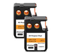 NineLeaf 2 x Compatible for Dymo 1868767 A1868767 All-Purpose Vinyl Label Tape Black on Orange 3/4'' 19mm x 7m 23 Feet Tape for Rhino XTL-300 XTL-500 Label Maker