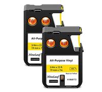 NineLeaf 2 x Compatible for Dymo 1868772 A1868772 All-Purpose Vinyl Label Tape Black on Yellow 3/4'' 19mm x 7m 23 Feet Tape for Rhino XTL-300 XTL-500 Label Maker