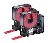 NineLeaf 2 x Compatible for Dymo D1 45017 S0720570 A45017 Tape Black on Red 1/2'' 12mm x 7m Label Tape for LabelManager 160 210D 220P 120P 150 200 LabelPoint 100 150 200 250 300 350 Label Maker
