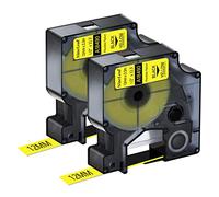 NineLeaf 2 x Compatible for Dymo Rhino 18490 Tape Black on Yellow 1/2'' 12mm x 3.5m Flexible Nylon Industrial Label Tape for Rhino 1000 3000 4200 5200 ILP 219 3M PL100 PL150 Label Maker