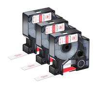 NineLeaf 3 Pack Compatible with Dymo D1 Label Tape 45012 S0720520 A45012 Red on Clear 12mm x 7m for Dymo Label Maker Refills for Dymo LabelManager 160 280 150 200 420P Label Maker