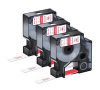 NineLeaf 3 Pack Compatible with Dymo D1 Label Tape 45015 S0720550 A45015 Red on White 12mm x 7m for Dymo Label Maker Refills for Dymo LabelManager 160 280 150 200 420P Label Maker