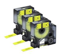 NineLeaf 3 Pack Compatible with Dymo D1 Label Tape 45018 S0720580 A45018 Black on Yellow 12mm x 7m for Dymo Label Maker Refills for Dymo LabelManager 160 280 150 200 420P Label Maker