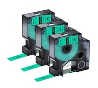 NineLeaf 3 Pack Compatible with Dymo D1 Label Tape 45019 S0720590 A45019 Black on Green 12mm x 7m for Dymo Label Maker Refills for Dymo LabelManager 160 280 150 200 420P Label Maker