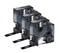 NineLeaf 3 Pack Compatible with Dymo D1 Label Tape 45021 S0720610 A45021 White on Black 12mm x 7m for Dymo Label Maker Refills for Dymo LabelManager 160 280 150 200 420P Label Maker
