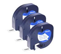 NineLeaf 3 Pack Compatible with Dymo LetraTag Label Maker Tape Refills 91201 91331 S0721660 12mm x 4m Black on White Plastic Label Tapes for Dymo Letratag Label Printers LT100H LT100T Plus 200B QX50
