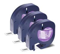 NineLeaf 3 Pack Compatible with Dymo Letratag Transparent Label Tape 12267 16952 S0721530 for LetraTag Label Makers 12mm x 4m Black on Clear for Transparent Plastic Cassette LT100H LT100T XR XM