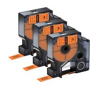 NineLeaf 3 Pack Compatible with DYMO Rhino 18434 Industrial Permanent Vinyl Labels Black on Orange 9mm x 5.5m Self-Adhesive Label Tape for DYMO Rhino 1000 3000 4200 5000 5200 6000 Label Maker