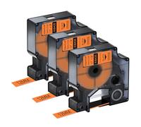 NineLeaf 3 Pack Compatible with DYMO Rhino 18435 Industrial Permanent Vinyl Labels Black on Orange 12mm x 5.5m Self-Adhesive Label Tape for DYMO Rhino 1000 3000 4200 5000 5200 6000 Label Maker