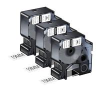 NineLeaf 3 Pack Compatible with DYMO Rhino 18445 Industrial Permanent Vinyl Labels Black on White 19mm x 5.5m Self-Adhesive Label Tape for DYMO Rhino 4200 5000 5200 6000 3M-PL150 3M-PL200 Label Maker