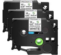 NineLeaf 3 Pack Extra Strength Label Tapes Compatible for Brother Laminated TZ-S231 TZe S231 TZeS231 TZS231 Black on White 12mm 1/2" x 8m 26.2ft for P-Touch PT-D210 H110 H100 D400 D600 Label Maker