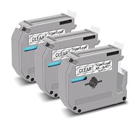NineLeaf 3 Pack Replacement for Brother P-Touch M-K131s M-K131 MK131 M-131 M131 12mm 0.47'' 1/2 inch 8m Non Laminated Black on Clear Label Tape Cassette for Ptouch PT-65SL 65VP 70BBVP Label Maker