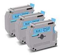 NineLeaf 3 Pack Replacement for Brother P-Touch M-K531s M-K531 MK531 M-531 M531 12mm 0.47'' 1/2 inch 8m Non Laminated Black on Blue Label Tape Cassette for Ptouch PT-65SL 65VP 70BBVP Label Maker