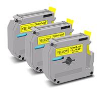 NineLeaf 3 Pack Replacement for Brother P-Touch M-K631s M-K631 MK631 M-631 M631 12mm 0.47'' 1/2 inch 8m Non Laminated Black on Yellow Label Tape Cassette for Ptouch PT-65SL 65VP 70BBVP Label Maker