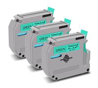 NineLeaf 3 Pack Replacement for Brother P-Touch M-K731s M-K731 MK731 M-731 M731 12mm 0.47'' 1/2 inch 8m Non Laminated Black on Green Label Tape Cassette for Ptouch PT-65SL 65VP 70BBVP Label Maker