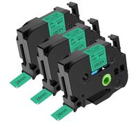 NineLeaf 3 Pack Replacement for Brother P-Touch TZe-751 TZ-751 TZe751 TZ751 AZe 24mm 0.94'' 8m Laminated Black on Green Label Tape Cassette for Ptouch PT-P750WVP P900W P950NW Label Maker